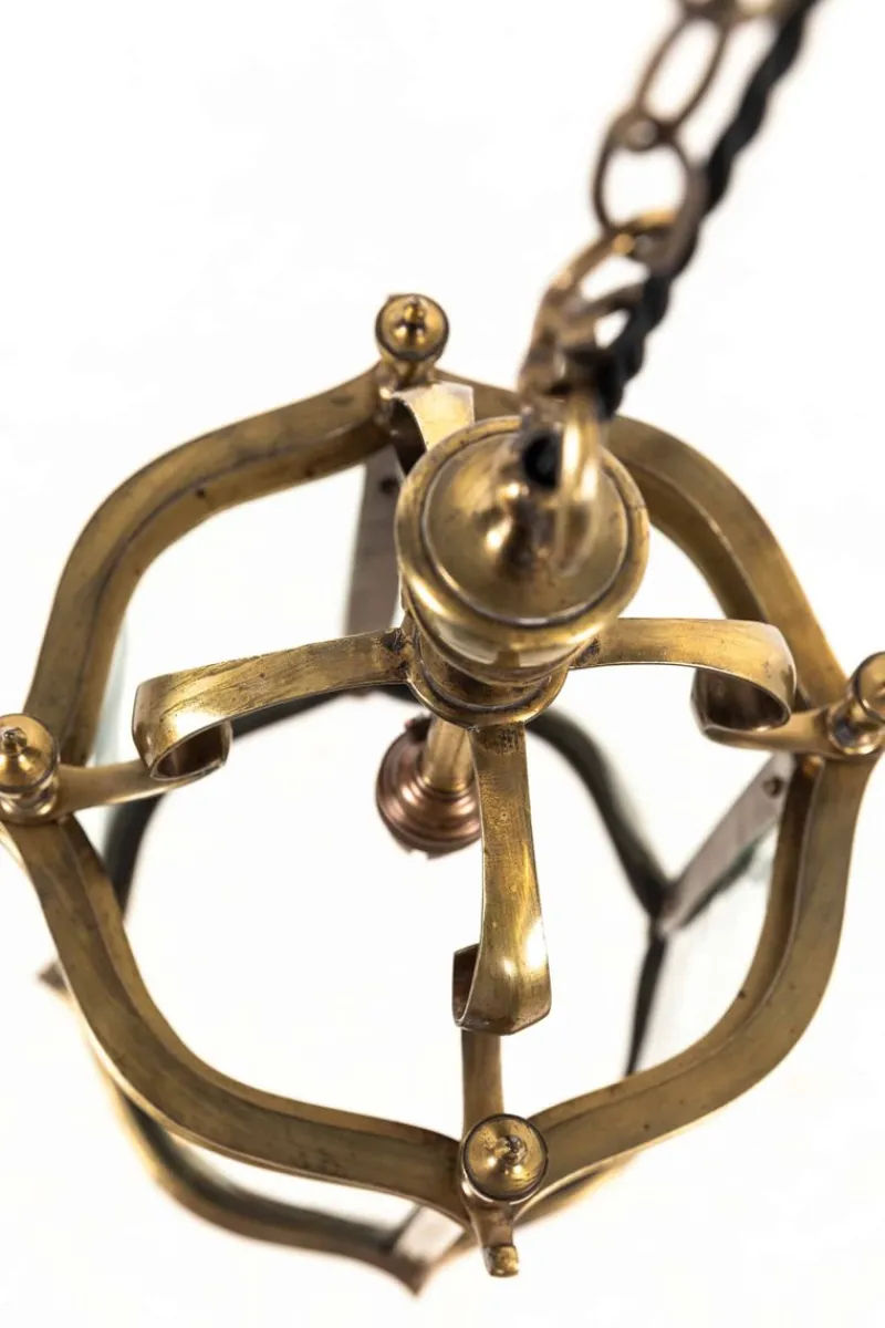 Pamono Large Antique Brass Porch Lantern from Faraday & Son> Ceiling Lights