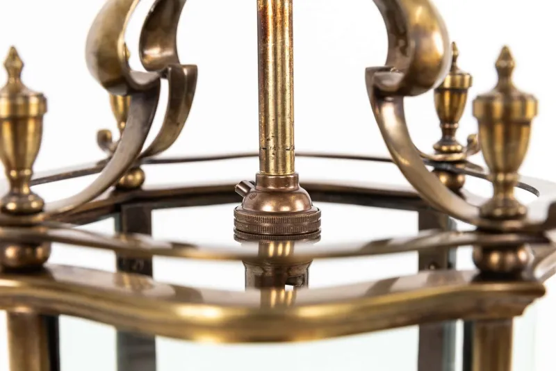 Pamono Large Antique Brass Porch Lantern from Faraday & Son> Ceiling Lights