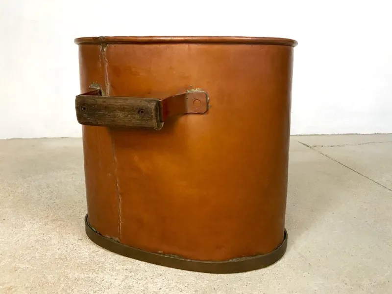 New Pamono Large Antique Copper Fireplace Log Holders, 1850s, Set of 3