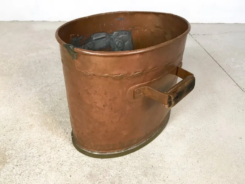 New Pamono Large Antique Copper Fireplace Log Holders, 1850s, Set of 3