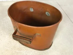 New Pamono Large Antique Copper Fireplace Log Holders, 1850s, Set of 3