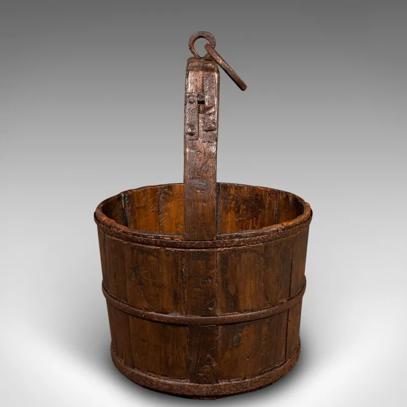 Pamono Large Antique Country Garden Well Bucket, 1800> Planters And Jardiniere