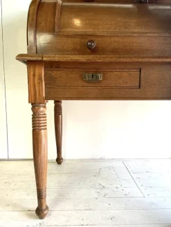 Pamono Large Antique Cylinder Writing Desk in Oak