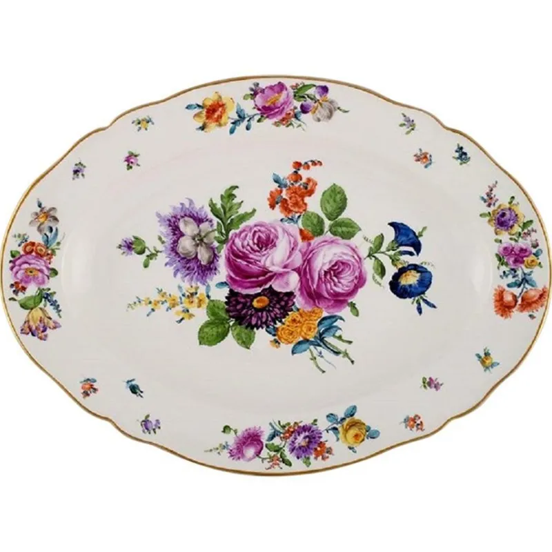 Pamono Large Antique Dish in Hand-Painted Porcelain with Floral Motifs from KPM, Berlin> Serving Dishes