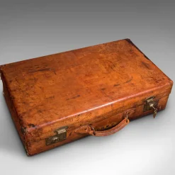 New Pamono Large Antique English Leather Suitcase