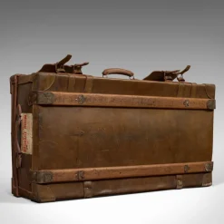 Best Pamono Large Antique English Leather Travel Suitcase
