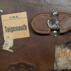 Best Pamono Large Antique English Leather Travel Suitcase