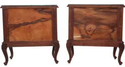 Pamono Large Antique Figured Walnut Bedside Tables, 1925, Set of 2><noscript><img width=