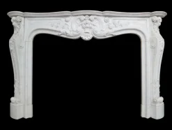 New Pamono Large Antique French Louis XV Fireplace Mantel in Carrara Marble