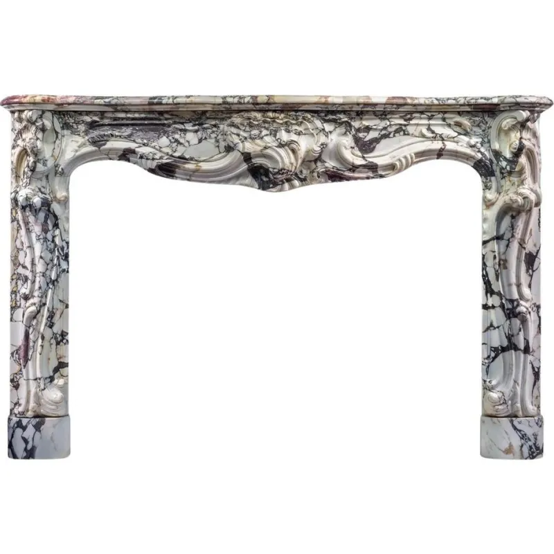 Pamono Large Antique French Rococo Marble Fireplace Mantel> Fireplaces And Mantels
