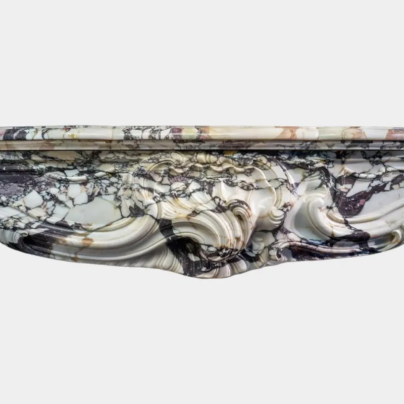 Pamono Large Antique French Rococo Marble Fireplace Mantel> Fireplaces And Mantels