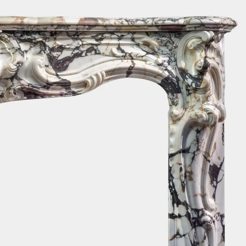 Pamono Large Antique French Rococo Marble Fireplace Mantel> Fireplaces And Mantels