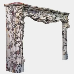 Pamono Large Antique French Rococo Marble Fireplace Mantel><noscript><img width=