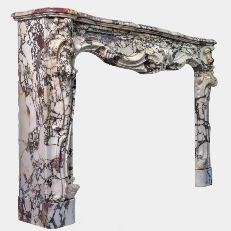 Pamono Large Antique French Rococo Marble Fireplace Mantel> Fireplaces And Mantels