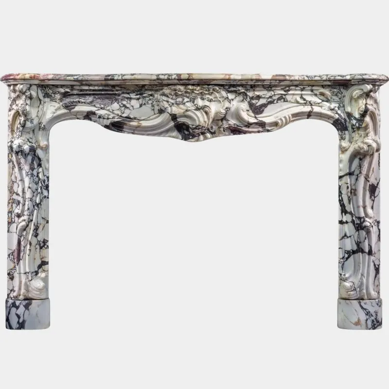 Pamono Large Antique French Rococo Marble Fireplace Mantel> Fireplaces And Mantels