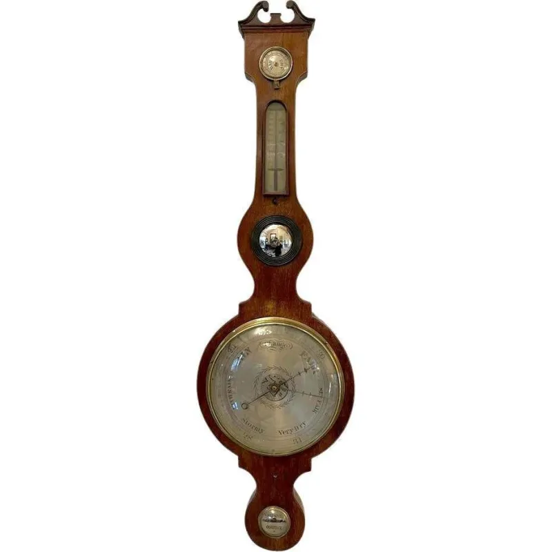 Pamono Large Antique George III Mahogany Banjo Barometer> Clocks