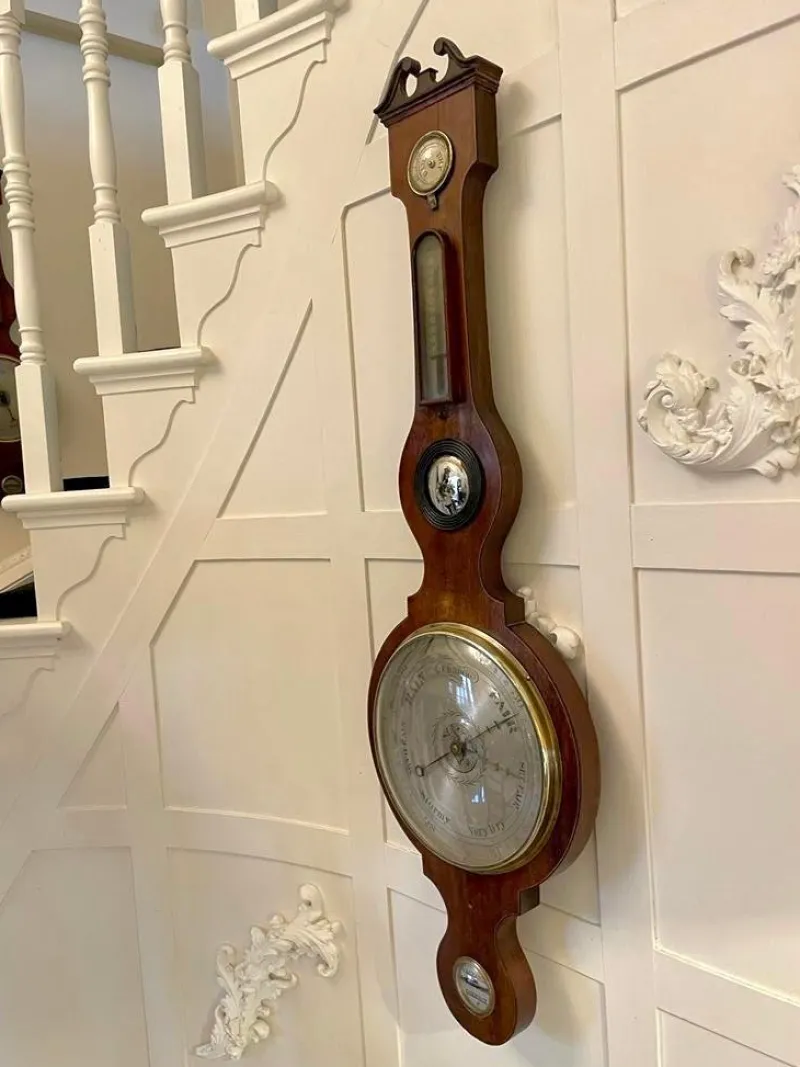 Pamono Large Antique George III Mahogany Banjo Barometer> Clocks