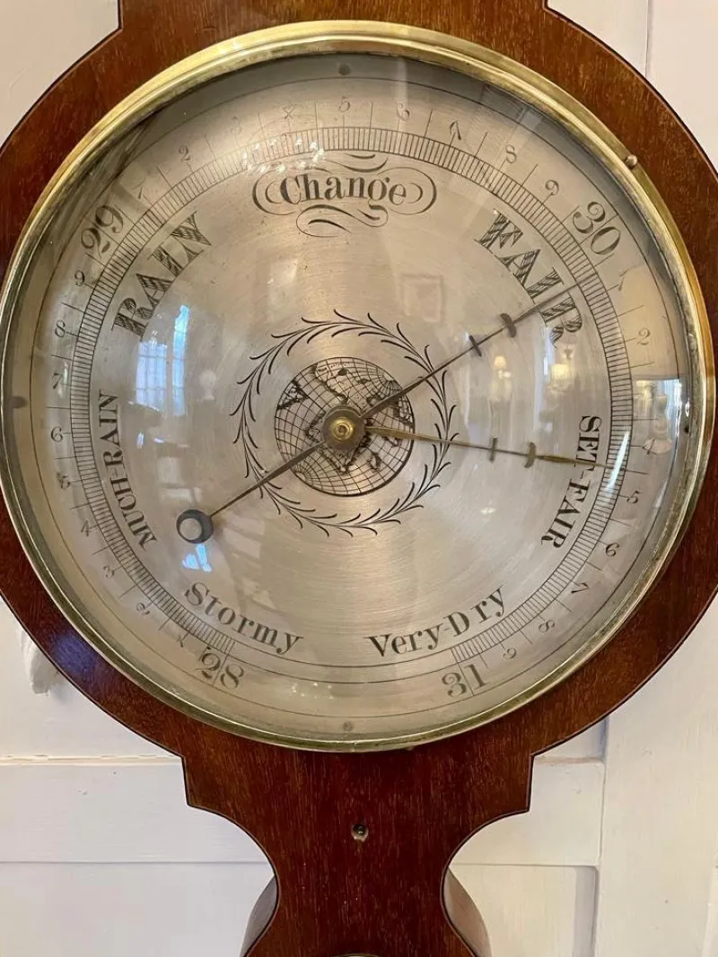 Pamono Large Antique George III Mahogany Banjo Barometer> Clocks