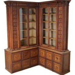 Pamono Large Antique German Pitch Pine Corner Apothecary Cabinet, 1900s> Cabinets & Wardrobes