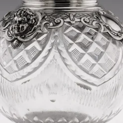 Pamono Large Antique German Silver and Cut Glass Wine Jugs, 1900, Set of 2