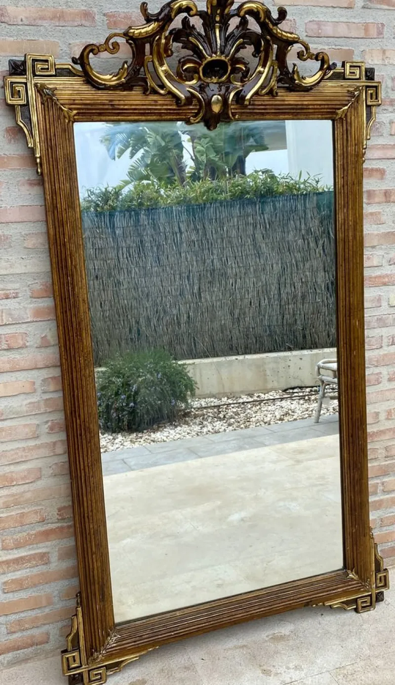 Pamono Large Antique Gold Leaf Ornate Carved Wall Mirror> Mirrors