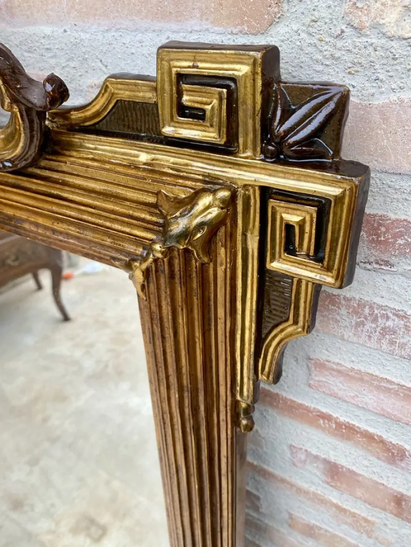 Pamono Large Antique Gold Leaf Ornate Carved Wall Mirror> Mirrors