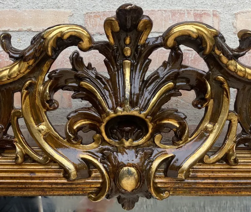 Pamono Large Antique Gold Leaf Ornate Carved Wall Mirror> Mirrors