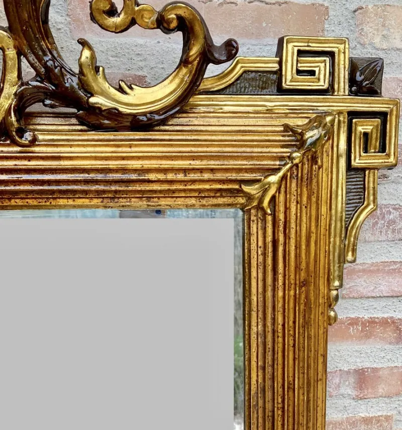 Pamono Large Antique Gold Leaf Ornate Carved Wall Mirror> Mirrors