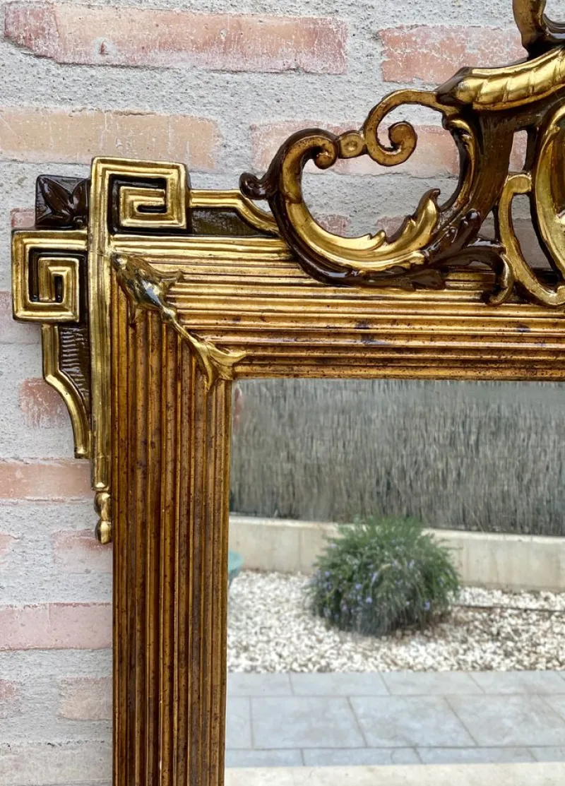 Pamono Large Antique Gold Leaf Ornate Carved Wall Mirror> Mirrors