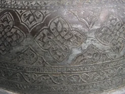 Hot Pamono Large Antique Islamic Engraved Tinned Copper Bowl, 1890s