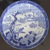 Pamono Large Antique Japanese Blue and White Porcelain Plate, 1800s> Serving Dishes