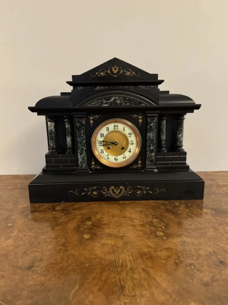 Pamono Large Antique Marble Mantle Clock, 1890> Clocks