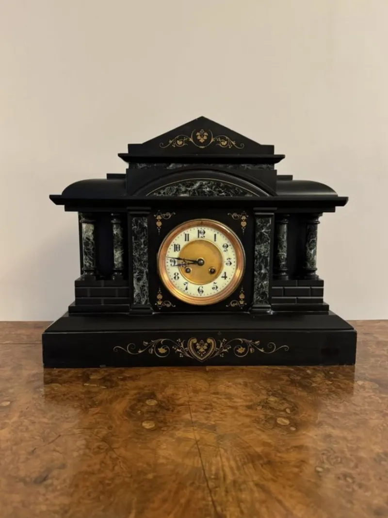 Pamono Large Antique Marble Mantle Clock, 1890> Clocks