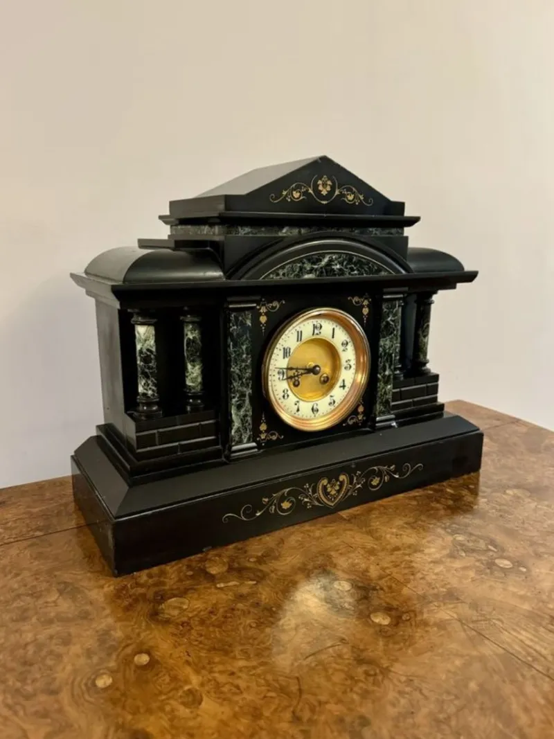 Pamono Large Antique Marble Mantle Clock, 1890> Clocks