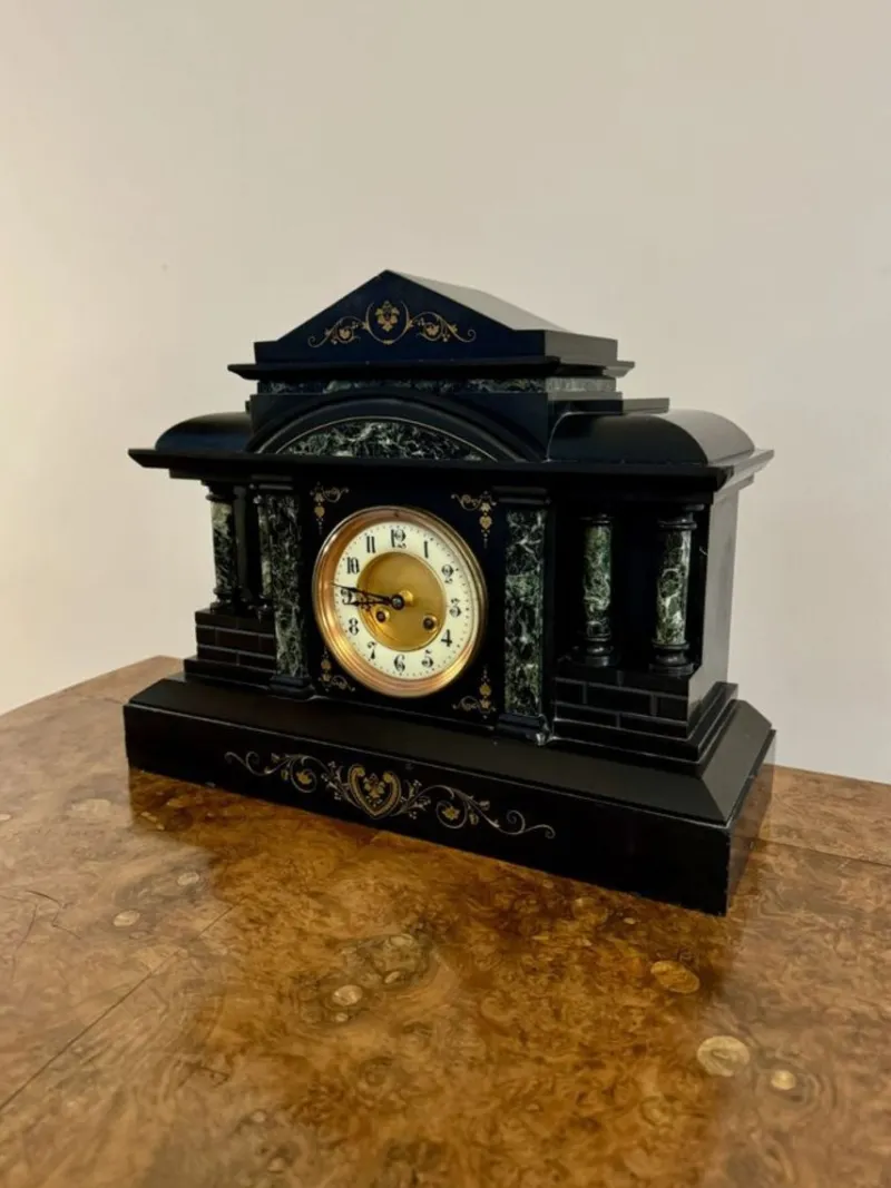 Pamono Large Antique Marble Mantle Clock, 1890> Clocks
