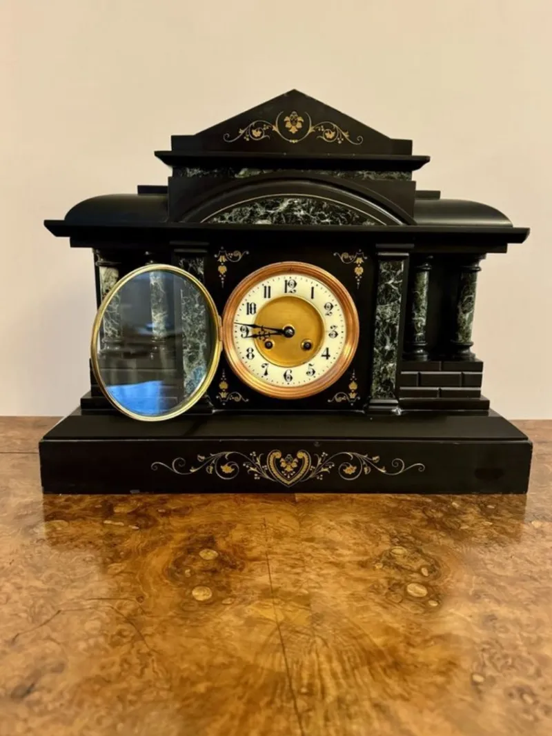 Pamono Large Antique Marble Mantle Clock, 1890> Clocks