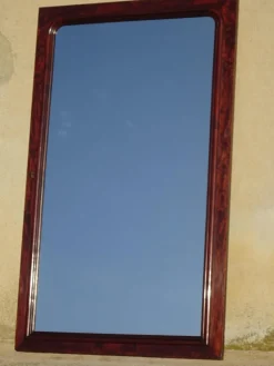 Pamono Large Antique Mirror with Flamed Mahogany Frame, 1890s