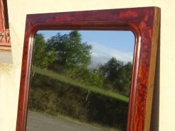 Pamono Large Antique Mirror with Flamed Mahogany Frame, 1890s