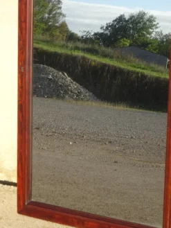 Pamono Large Antique Mirror with Flamed Mahogany Frame, 1890s