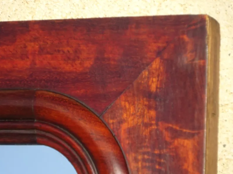 Pamono Large Antique Mirror with Flamed Mahogany Frame, 1890s