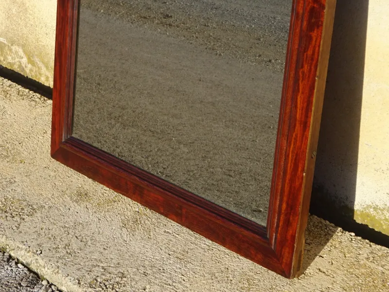 Pamono Large Antique Mirror with Flamed Mahogany Frame, 1890s