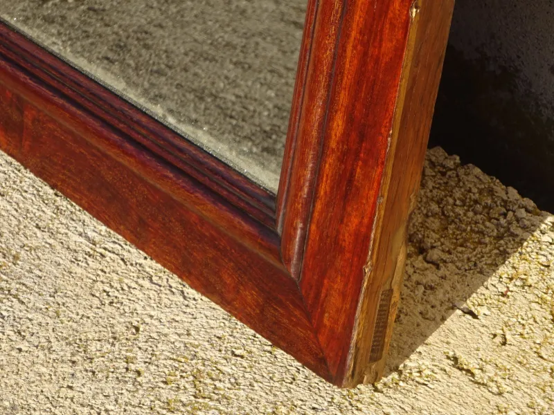 Pamono Large Antique Mirror with Flamed Mahogany Frame, 1890s