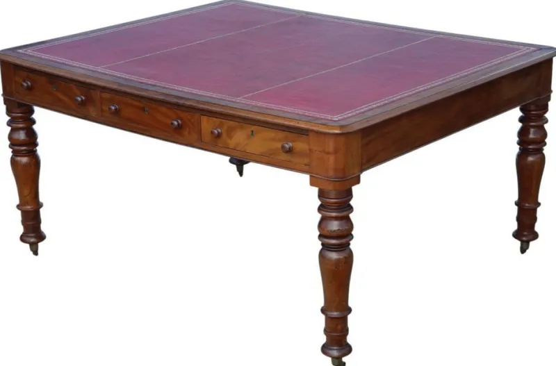 Outlet Pamono Large Antique Partner's Writing Desk, 1840s
