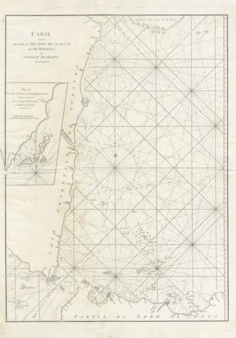 Pamono Large Antique Sea Chart of the South-Eastern Coast of Sumatra> Wall Decor