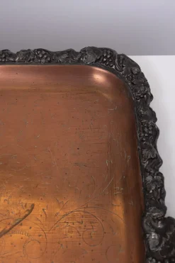 Pamono Large Antique Silver Plated on Copper Serving Tray, 1880><noscript><img width=