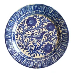 Pamono Large Antique Spanish Fajalauza Pottery Hand-Painted Bowl> Bowls