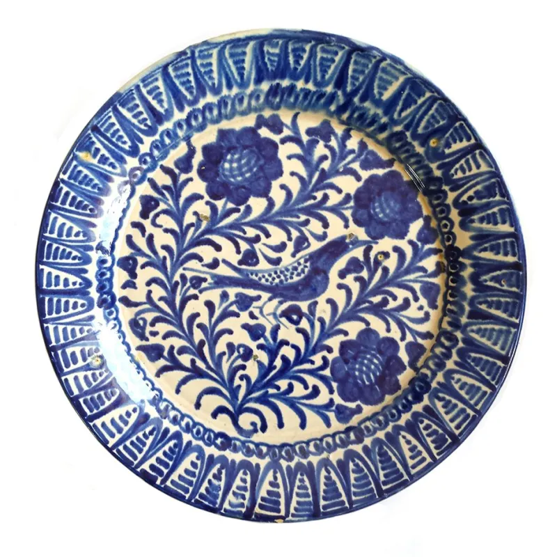 Pamono Large Antique Spanish Fajalauza Pottery Hand-Painted Bowl> Bowls