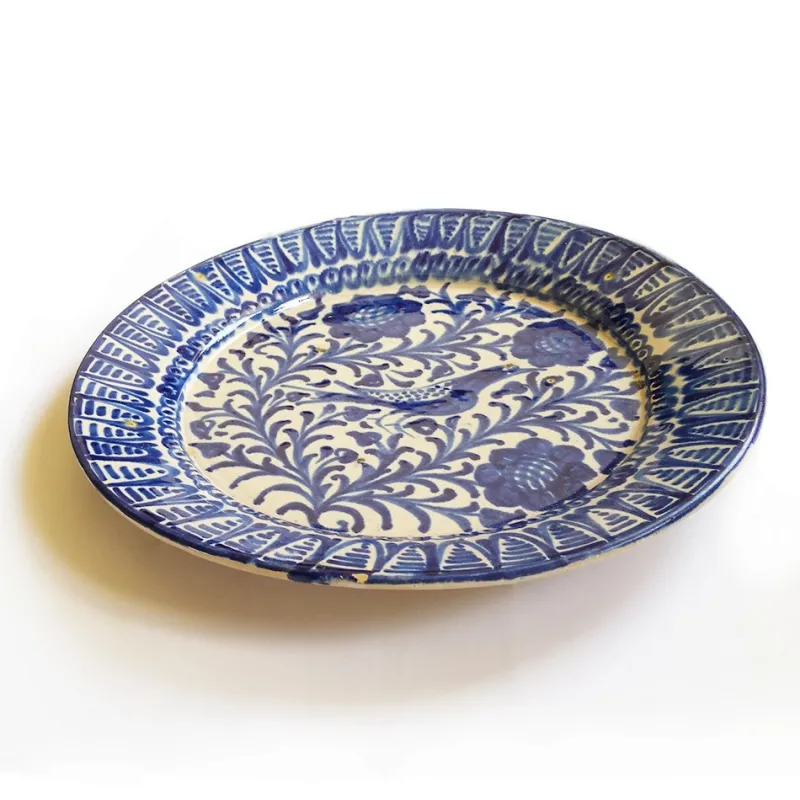Pamono Large Antique Spanish Fajalauza Pottery Hand-Painted Bowl> Bowls