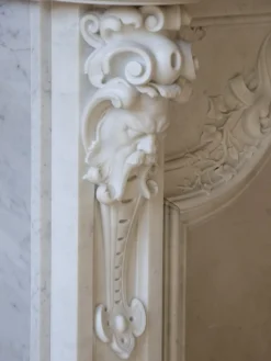 Clearance Pamono Large Antique Statuario Carrara Marble Fireplace with Viking Masks