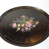 Pamono Large Antique Tin Tray with Hand Painted Flowers> Trays
